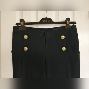 Gucci Women's Black Trousers with Gold Accents